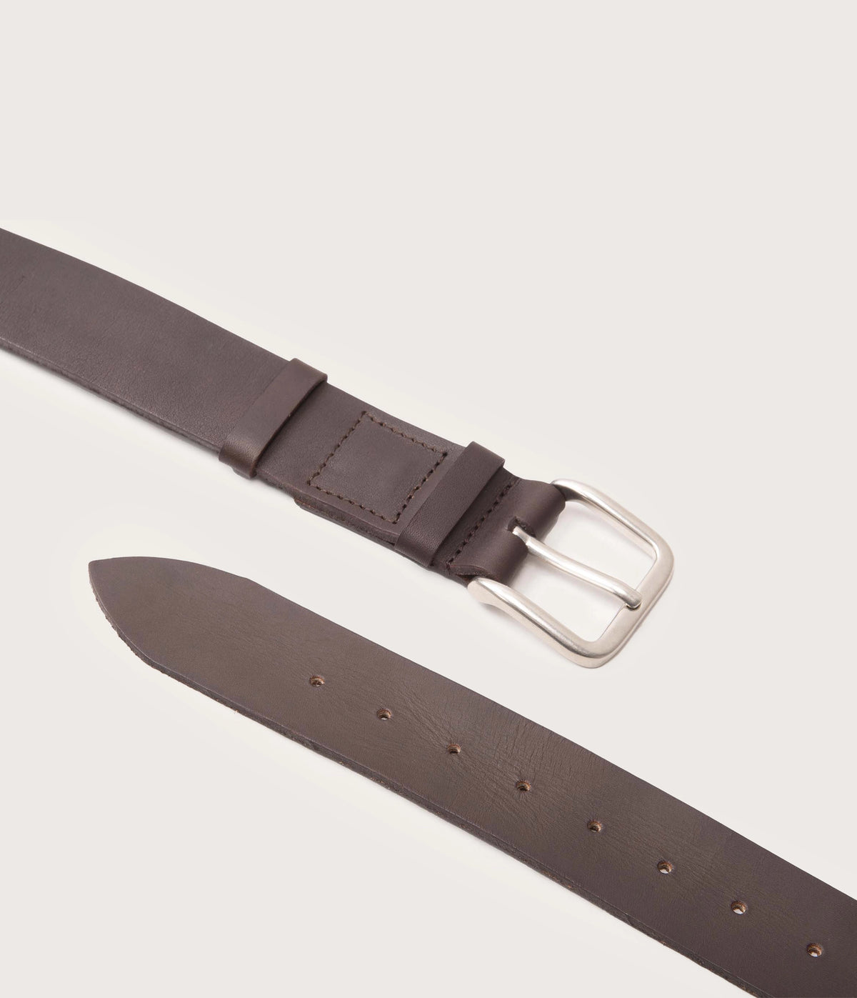 35mm coffee-colored belt with silver buckle