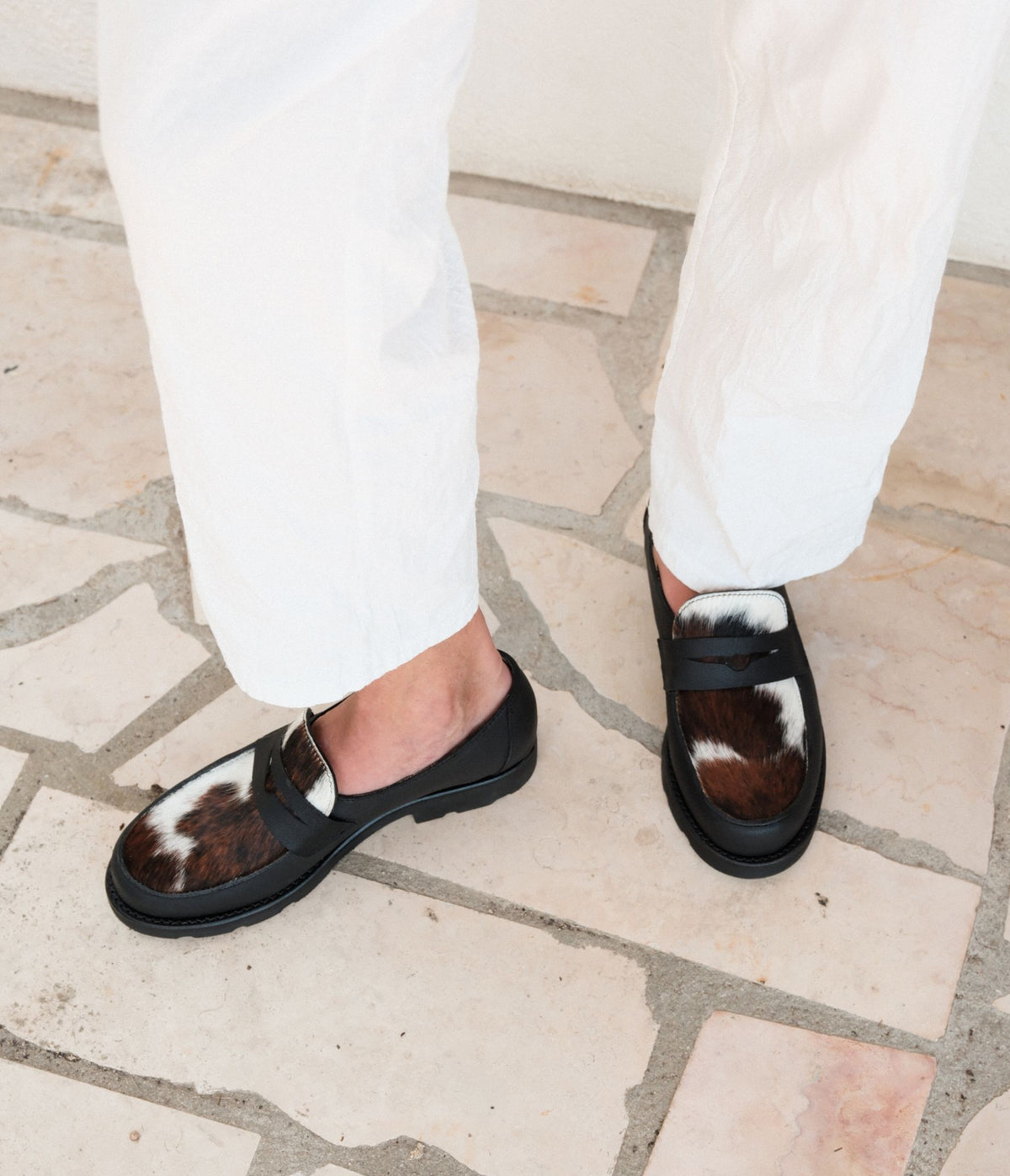 Alix Mocassin Souple Noir & Vache Normande